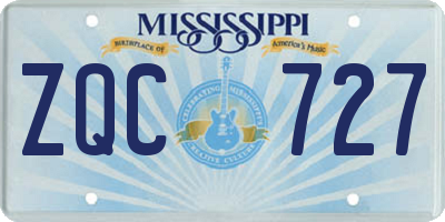 MS license plate ZQC727