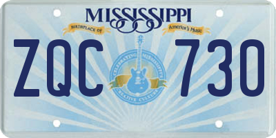 MS license plate ZQC730