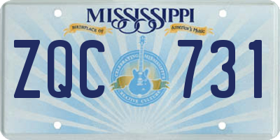 MS license plate ZQC731
