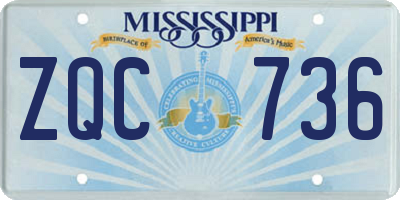 MS license plate ZQC736