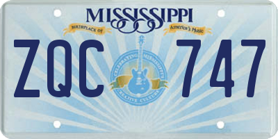 MS license plate ZQC747