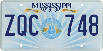 MS license plate ZQC748