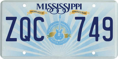 MS license plate ZQC749