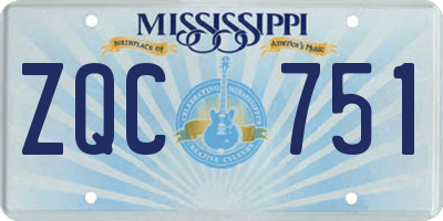 MS license plate ZQC751