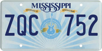 MS license plate ZQC752