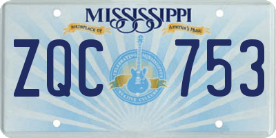 MS license plate ZQC753