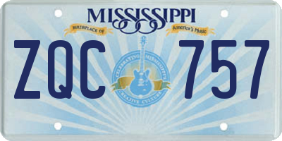 MS license plate ZQC757