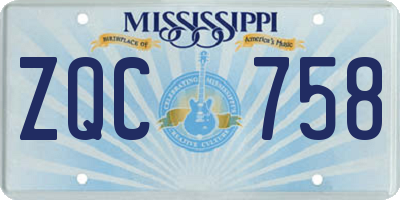MS license plate ZQC758