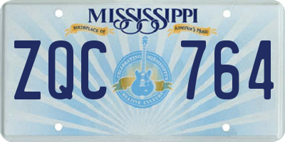 MS license plate ZQC764