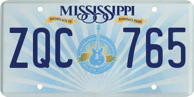 MS license plate ZQC765