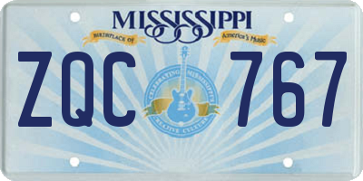 MS license plate ZQC767