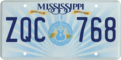 MS license plate ZQC768