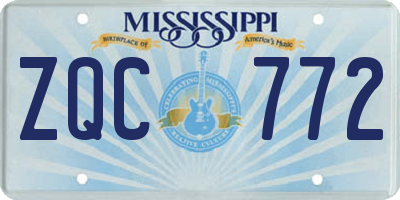 MS license plate ZQC772