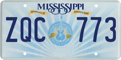 MS license plate ZQC773