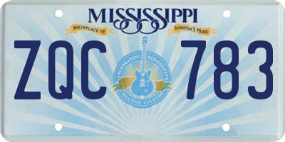 MS license plate ZQC783