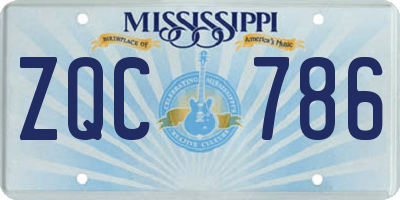 MS license plate ZQC786