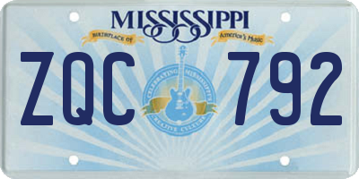 MS license plate ZQC792