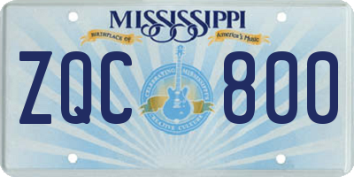 MS license plate ZQC800