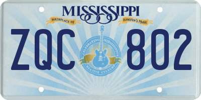 MS license plate ZQC802