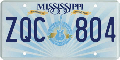 MS license plate ZQC804