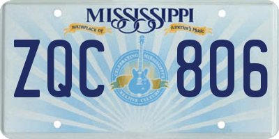 MS license plate ZQC806