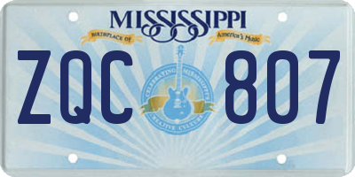 MS license plate ZQC807