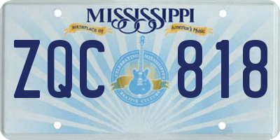 MS license plate ZQC818