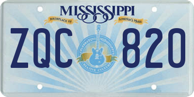 MS license plate ZQC820