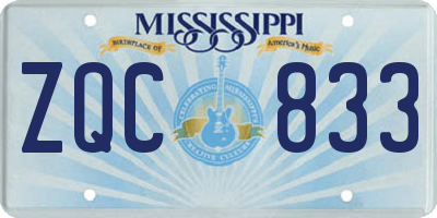 MS license plate ZQC833