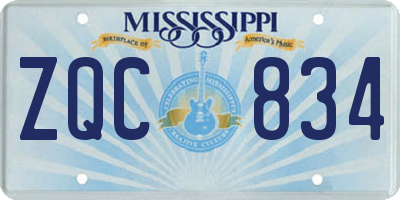 MS license plate ZQC834
