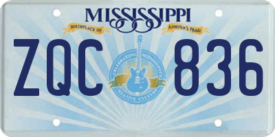MS license plate ZQC836