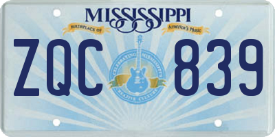 MS license plate ZQC839