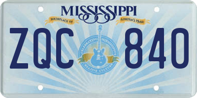 MS license plate ZQC840
