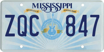 MS license plate ZQC847