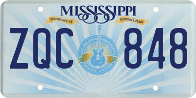 MS license plate ZQC848
