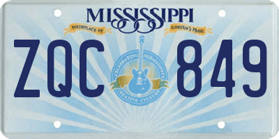 MS license plate ZQC849