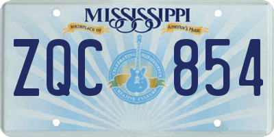 MS license plate ZQC854