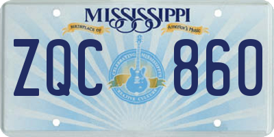 MS license plate ZQC860