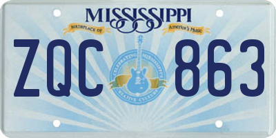 MS license plate ZQC863