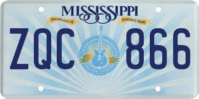 MS license plate ZQC866