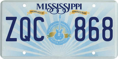 MS license plate ZQC868