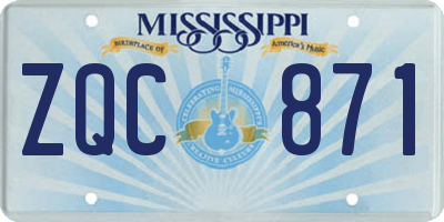 MS license plate ZQC871
