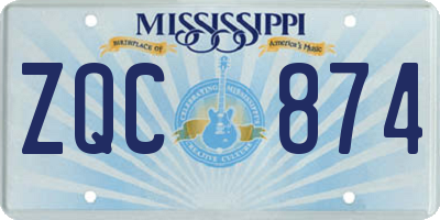 MS license plate ZQC874