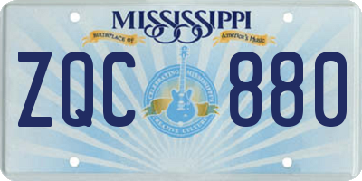 MS license plate ZQC880