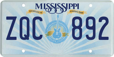 MS license plate ZQC892