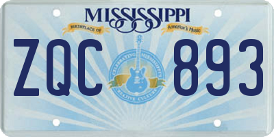 MS license plate ZQC893