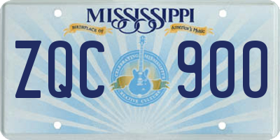 MS license plate ZQC900