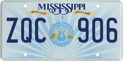 MS license plate ZQC906