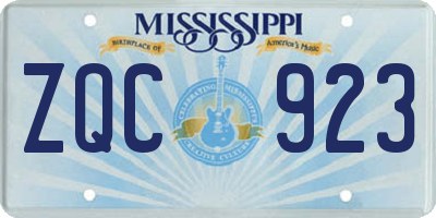 MS license plate ZQC923