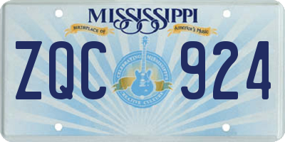 MS license plate ZQC924